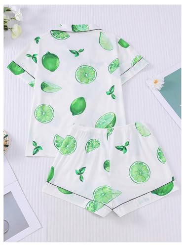 Image of Verdusa Women's 2 Piece Sleepwear Button Down Pajama Sets Short Sleeve Shirt and Shorts