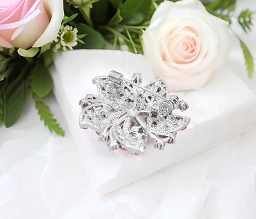 Image of Gyn&Joy Womens Crystal Rhinestones Lily Floral Wedding Flower Brooch Pins