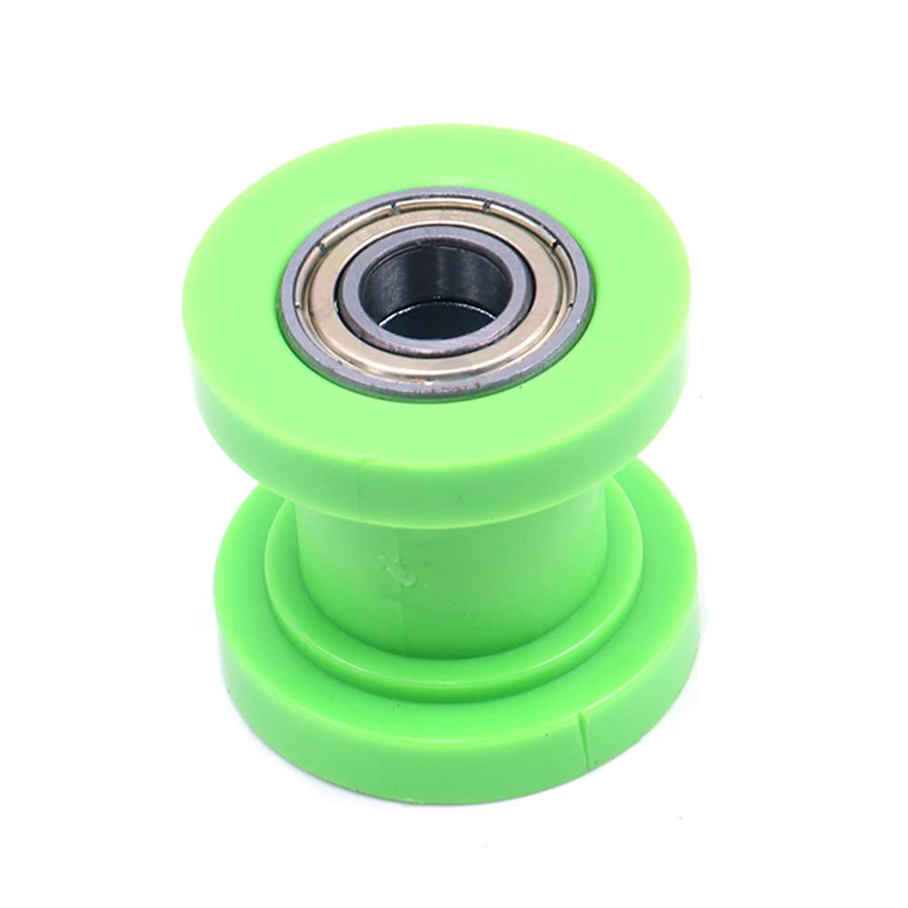 2 piezas de rodillo de cadena tensor de polea universal, rodillo de cadena de 10 mm, polea guía deslizante, polea guía de nailon, rodamientos de alta resistencia, guía de rueda tensor (verde)