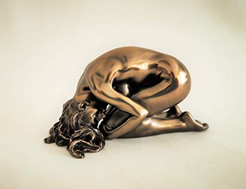 Unbekannt Body-Talk, wunderschöner weiblicher Akt, Die Verneigung, Kunststein, bronziert