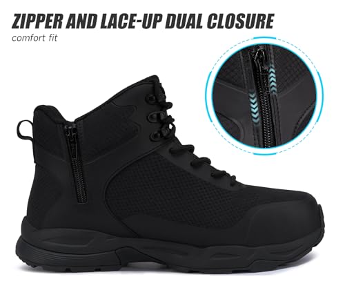 Image of LARNMERN Steel Toe Work Boots Men,Non Slip Safety Shoes,Comfortable Industrial and Constructio Hiking Sneakers