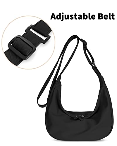 Small Sling Crossbody Bag for Women Men Trendy, Mini Crescent Bag with Adjustable Strap, 2 Zippers Lightweight Nylon Bag3