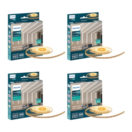 Philips LED Profile Light for Ceiling | 5-Meter 120 LED Strip Light for Home Decoration | Even Glow, Warm White | Pack of 4 (Driver Required Separatel