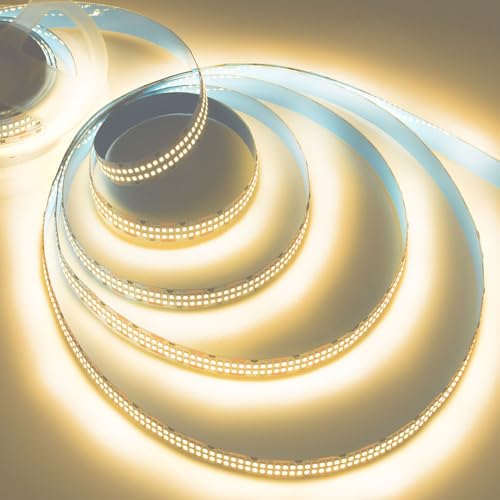 Image of SUYOOULIN LED Strip Lights, 16.4ft Dimmable DC 12V SMD 2835 Double Rows 2400 LEDs 52000LM Super Bright LED Ribbon Strip, Non-Waterproof IP21 for Home Party Decoration (Warm White 3500K)