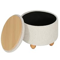 WOLTU Pouf de Rangement, Tabouret Rembourré avec Couvercle