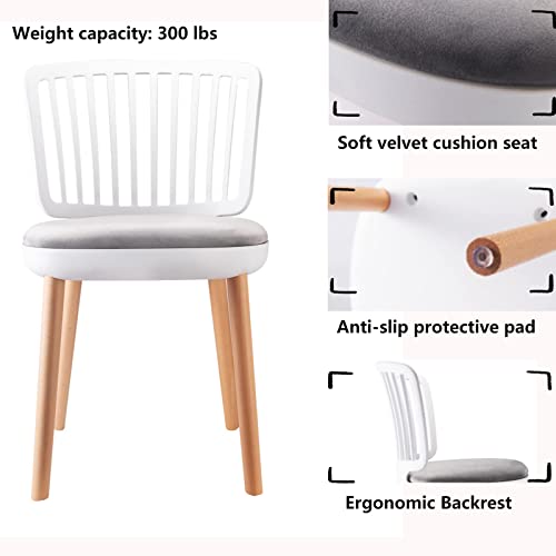 Starway Mid Century Modern Dining Chairs Set Of 4, Retro Faux Velvet Accent Chair With Solid Wood Legs, Armless Side Chair Leisure Chair For Kitchen, Dining Room & Living Room (Gray) #TOP5