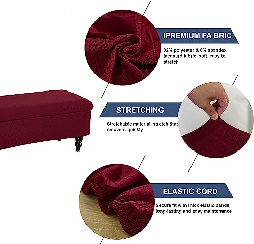 Image of FUANGUI Ottoman Cover Stretch Storage Ottoman Bench Slipcover Printed Folding Storage Bench Ottoman Cover Footrest Stool Slipcover Footstool Protector Cover with Elastic Bottom.Medium