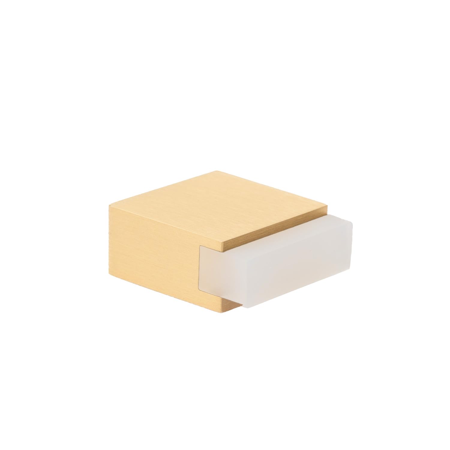 EVI Herrajes | Floor Door Stop - Square Design | 25x14 mm | Matte Brass - White Rubber | Adhesive Mounting| I-197/14