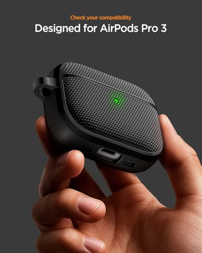 Image of Spigen for AirPods Pro 3 Case, Classic Fit Compatible with AirPods Pro 3rd Generation Case (2025), Premium Fabric Cover with Carabiner - Black