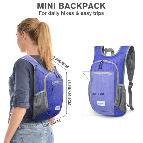 Image of G4Free 10L Hiking Backpack Lightweight Packable Hiking Daypack Small Travel Outdoor Foldable Shoulder Bag, Blue