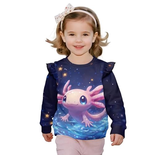 Toddler Girls Long Sleeve Shirts Ruffle Crewneck Sweatshirts for Kids Cozy Athletic Tops 1-8 Years