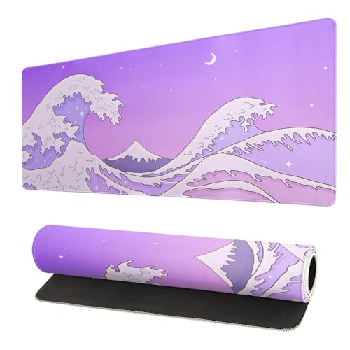 Tapis de souris violet vagues japonaises pour stopper les glissements