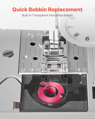 Image of VEVOR Computerized Sewing Machine, 200 Stitch Applications, with LCD Screen, Foot Pedal and LED Light, Heavy-Duty Metal Frame, Digital Sewing Machine with Powerful Motor for Crafts and Mending