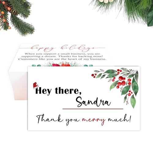 Glitter Owl Thank You Cards Small Business - Christmas Thank You Cards Bulk With Front & Back De
