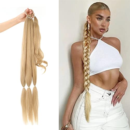 32" Long Braid Ponytail Hair extensions Wrap Around Pony Hair Pieces Drawstring Ponytail Clip In Braiding Pony Hairpiece for women girls (27/613