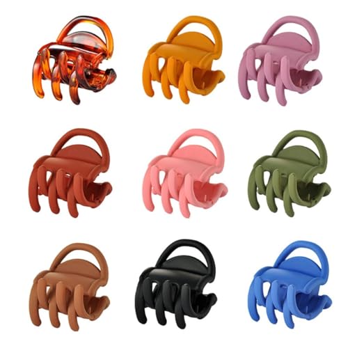 Mini pinces à cheveux mates lot de 9 accessoires coiffure femme pince crabe pastel