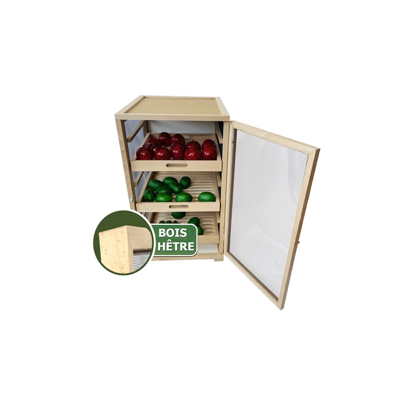 Meuble de cuisine Garde-manger légumier en hêtre poignée tiroirs Bois avec toile aluminium haute qualité