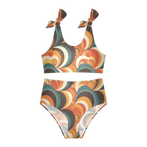 KLL 70s Retro Pattern 60s Aesthetic Girls Two Piece Bikini Sets Beach Swimsuit Swimwear Adjustable Shoulder Strap3