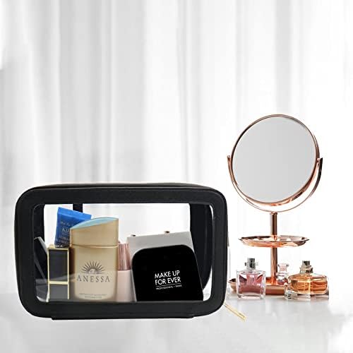 Clear Makeup Bag Organizer, Cosmetic Bag Make Up Bag Travel Toiletry Bag For Women Men, Travel Makeup Bag Makeup Pouch, Toiletry Bags for Traveling Women, Makeup Travel Bag for Toiletries (Black) 4 Clear Makeup Bag Organizer, Cosmetic Bag Make Up Bag Travel Toiletry Bag For Women Men, Travel Makeup Bag Makeup Pouch, Toiletry Bags for Traveling Women, Makeup Travel Bag for Toiletries (Black)