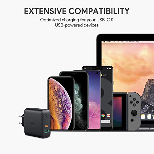 AUKEY USB C Ladegerät 60W Power Delivery, USB-C Netzteil mit Dynamic Detect & GaN Tech, USB C PD Ladegerät für 13''MacBook Pro, iPhone 11 Pro, AirPods Pro, Google Pixel, iPad, Nintendo Switch usw. – Bild 3