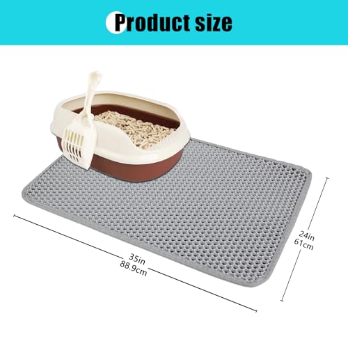 Cat Litter Mat 30"x24", Double Layer Waterproof Litterbox Mat, Gray - Image 5