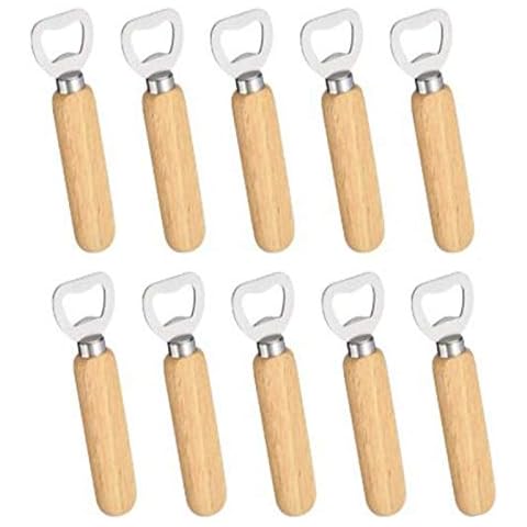 Cliettilw 10 StüCke/Set Barkeeper Flaschen Ffner Gummi Holz Handwein Bier Soda Glas Deckel Flaschen Ffner Cover
