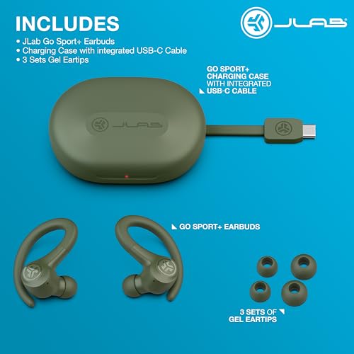 Image of JLab, Go Sport+, True Wireless Workout Earbuds, Bluetooth Sport Earbuds, Clear Calling, Green