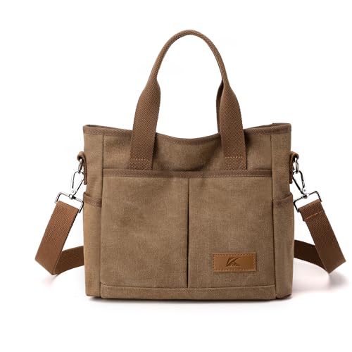 Image of Crossbody Bags for Women Trendy Small Canvas Hobo Tote Top-handle Handbag Multi-pocket Casual Going Out Purse Satchel