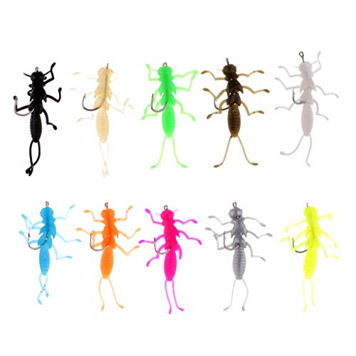 Toygogo 10pcs Artificial Stonefly Nymph Rubber Señuelo De Pesca Modelo De Insecto con Patas