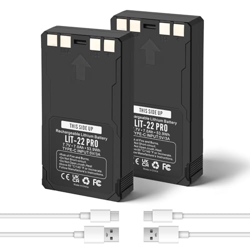 2-Pack LIT-22 Pro Batería Recargable de litio Para Spypoint Cellular Trail Wildlife Camera (Flex-M S G-36 Plus Dark S-Dark) Flex Solar System Telecamera Celular Lithium Cámara Battery con Type-C Cable