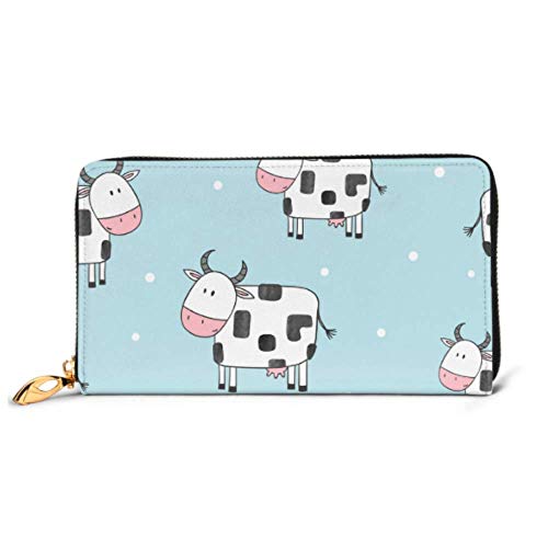 Preisvergleich Produktbild JHGFG Mode Handtasche Reißverschluss Brieftasche Gekritzel Cartoon Kühe Muster Telefon Kupplung Geldbörse Abendkupplung Blockieren Leder Brieftasche Multi Card Organizer