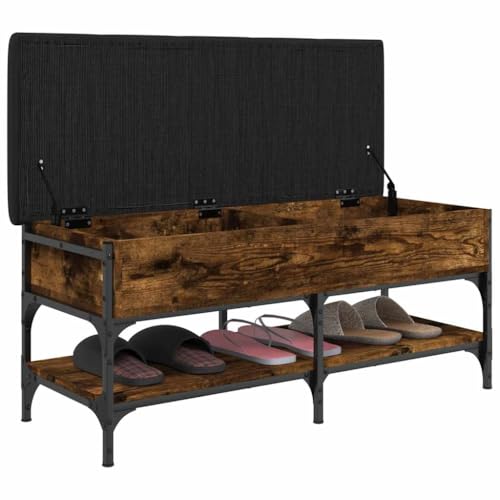 Banc de coffre ouvert en matériau dérivé du bois 102x42x45 cm - 5