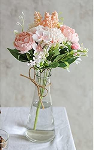 Image of SATYAM KRAFT 6 Pcs Artificial Multiflora Flower Roses Fake Sticks Bunch Decorative Items for Home Decor, Bouquets, Bedroom, Living Room, Wedding, Festive Decor (Without Vase)
