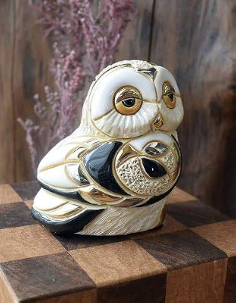Amazon.co.jp: リンコナダ 白フクロウ子供 F335 陶器 動物 置物