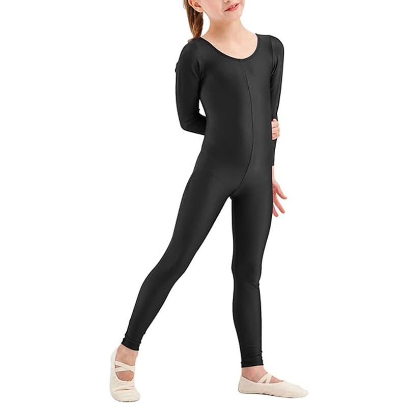 R&N FASHIONS Combinaison de danse sans pieds à manches longues et encolure dégagée pour ballet, danse, acrobatie, performance de gymnastique