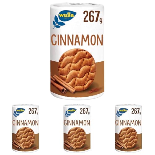 Wasa Tasty Snacks Cinnamon Rounds 267g | kleiner, runder, aus Weizen gebackenes Knäcke-snack mit einem köstlichen Zimtgeschmack, Knäckebrot (Packung mit 4)