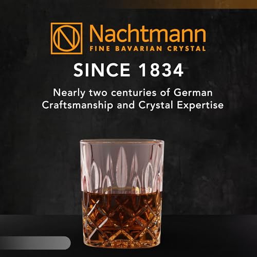 Image of Nachtmann Noblesse 10oz Whisky Tumblers, Set of 2 - Rose Crystal Glasses for Bourbon, Scotch & Cocktails - Lead-Free Cut Design Barware & Luxury Valentine Gift for Couples & Whisky Lovers