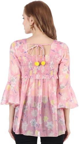 Image of POPWINGS Printed Chiffon Peplum Tops for Women