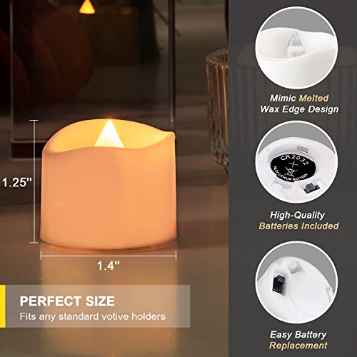 Flameless Candles With Remote, Homemory Battery Operated Candles Tea Lights, Flickering Flameless Candles Tea Lights For Room Decor Home Decor, 12 Pcs, Dia 1-2/5'', H 1-1/4'', Yellow Light, White Base #TOP5