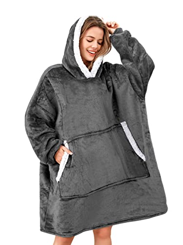 Gentlewarm Hoodie Decke, superweiche, warme, tragbare Decke, bequemer Riesentaschen, übergroßer, weicher Plüsch-Decken-Hoodie für alle – Kinder, Männer, Frauen