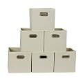 Household Essentials 82-1 Foldable Fabric Storage Bins | Set of 6 Cubby Cubes with Handles | Natural, 6 lbs