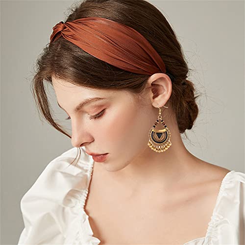 Handmade Bohemian Vintage Gold Bronze Round Flower Geometry Dangle Drop Earrings with Many Teardrop Pendant for Women4