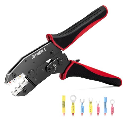 Sanuke Ratcheting Wire Crimping Tool for Heat Shrink Connectors AWG 22-10