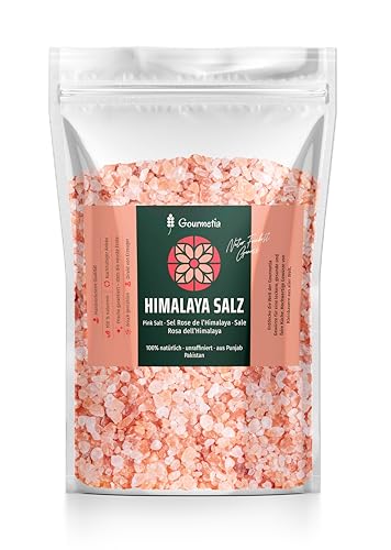 Gourmetia Himalaya Salz grob 2KG, Rosa Kristallsalz aus Punjab Pakistan, Steinsalz