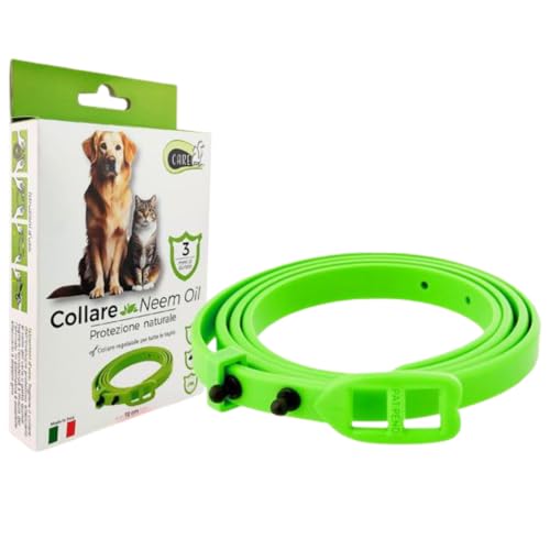Set 2 PEZZI, Collare Anti Parassitario, Barriera Cane Gatto 'Olio di Neem', UNIVERSALE Regolabile Lunghezza MAX 72 Cm, Gradevole Odore, Resistente all'Acqua, Protezione 3 MESI LUNGA DURATA