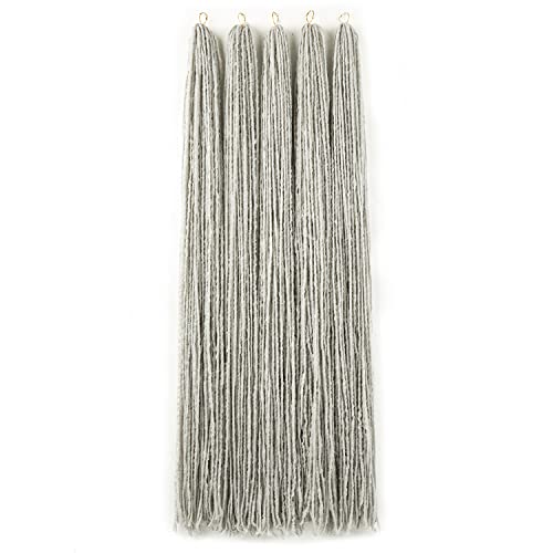 GUOHUI Micro Faux Locs Crochet Hair, 36 Inch 5 Packs Color Silvery Grey, Sister Mini Afro Locks DIY Braids Straight Styles (36",Silvery)