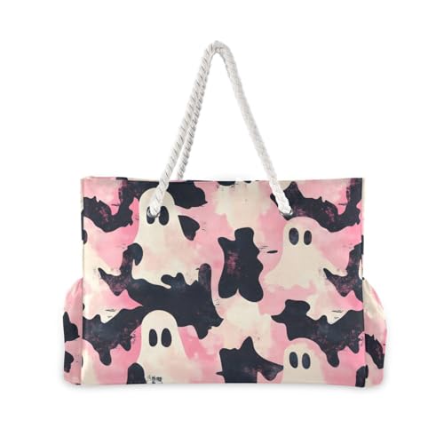 Halloween Cute Pattern Large Tote Bag for Travel Beach Pool Gym with Waterproof Pocket Shoulder Bag 20.5 X 7.3 X 15 inch2