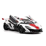 MSZ METAL SPEED ZONE Diecast Model Cars Toy Cars, McLaren P1 1:32 Scale Alloy Pull Back Toy Car with Sound and Light Toy for Girls and Boys Kids Toys (White)