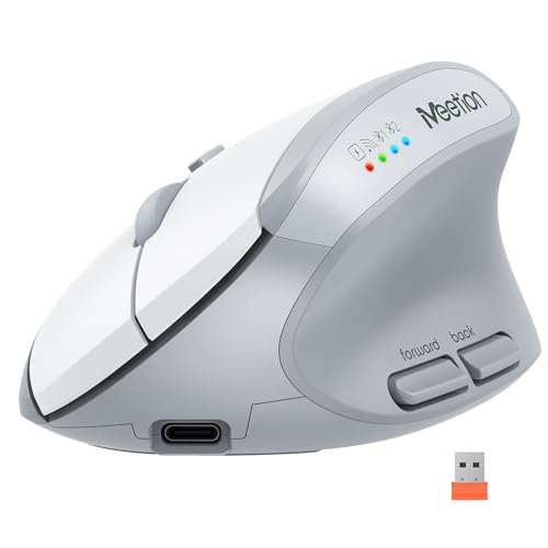 Image of MEETION Ergonomic Vertical Mouse, Wireless Bluetooth Mouse - White