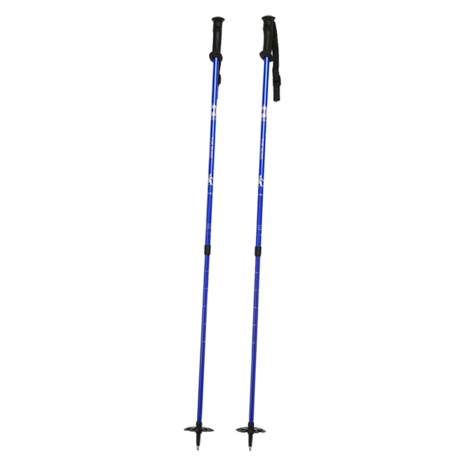 2 Pièces Bâtons de Randonnée Ski Ajustables Aluminium Poignée Antidérapante Multifonction Panier à Neige Adapté à La Sorties en Famill, Bleu
